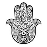 Zentangle vektorHamsa hand för vuxna anti-spänningsfärgläggningsidor stock illustrationer Zentangle vektorHamsa hand för vuxna anti-spänningsfärgläggningsidor stock illustrationer