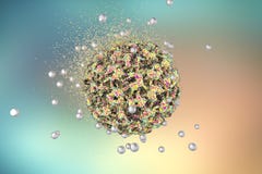 Zerstörung des humanen Papillomavirus durch nanoparticles stock abbildung Zerstörung des humanen Papillomavirus durch nanoparticles stock abbildung