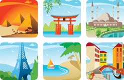 Zes landpictogram vector illustratie Zes landpictogram vector illustratie