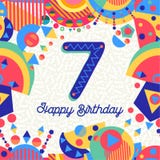 Zeven van de de partijgroet van de 7 jaarverjaardag de kaartaantal Stock Afbeelding Zeven van de de partijgroet van de 7 jaarverjaardag de kaartaantal Stock Afbeelding