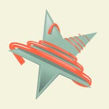 Zielona Retro papier gwiazdy ilustracja z Czerwonym paskiem ilustracja wektor Zielona Retro papier gwiazdy ilustracja z Czerwonym paskiem ilustracja wektor