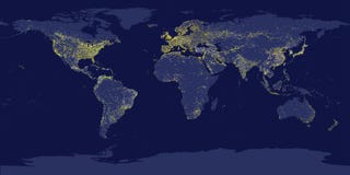 Ziemi miasta świateł mapa z sylwetkami kontynenty ilustracja wektor Ziemi miasta świateł mapa z sylwetkami kontynenty ilustracja wektor