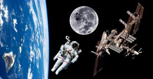 Ziemskiej satelity astronauta przestrzeń zdjęcia stock Ziemskiej satelity astronauta przestrzeń zdjęcia stock
