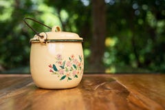 Zinc coated handle pot. stock photos Zinc coated handle pot. stock photos
