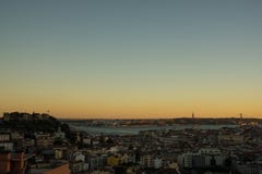 Zmierzch nad Lisbon śródmieściem obraz stock Zmierzch nad Lisbon śródmieściem obraz stock