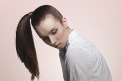 Zmysłowa dziewczyna z ponytail zdjęcie stock Zmysłowa dziewczyna z ponytail zdjęcie stock