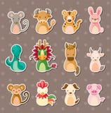 zodiac för 12 djur kinesisk etiketter royaltyfri illustrationer zodiac för 12 djur kinesisk etiketter royaltyfri illustrationer