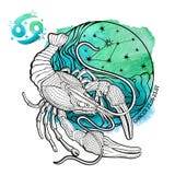 Zodiac καρκίνου σημάδι Κύκλος ωροσκοπίων watercolor απεικόνιση αποθεμάτων Zodiac καρκίνου σημάδι Κύκλος ωροσκοπίων watercolor απεικόνιση αποθεμάτων