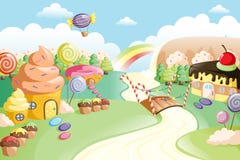Zoet het voedselland van de fantasie stock illustratie Zoet het voedselland van de fantasie stock illustratie