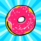 Zoete doughnut in pop-art royalty-vrije illustratie Zoete doughnut in pop-art royalty-vrije illustratie
