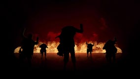 Zombie Fire Silhouette 4K