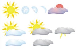 Zon, maan en wolken vector illustratie Zon, maan en wolken vector illustratie