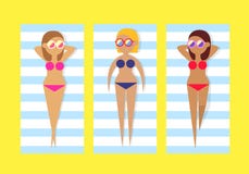 Zonnebaad, vector stock illustratie Zonnebaad, vector stock illustratie