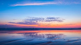 Zonsondergang op strand goa stock afbeeldingen Zonsondergang op strand goa stock afbeeldingen