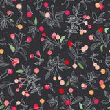 Zwart patroon met roze plant en dieren vector illustratie Zwart patroon met roze plant en dieren vector illustratie