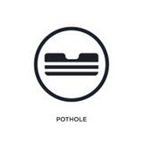 zwart pothole ge?soleerd vectorpictogram eenvoudige elementenillustratie van de vectorpictogrammen van het verkeerstekenconcept p vector illustratie zwart pothole ge?soleerd vectorpictogram eenvoudige elementenillustratie van de vectorpictogrammen van het verkeerstekenconcept p vector illustratie