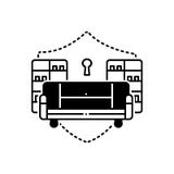 Zwart stevig pictogram voor Huisinhoud, verzekering, bescherming en modern stock illustratie Zwart stevig pictogram voor Huisinhoud, verzekering, bescherming en modern stock illustratie