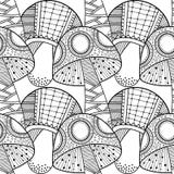 Zwart, wit naadloos patroon met decoratieve paddestoelen voor het kleuren van boek stock illustratie Zwart, wit naadloos patroon met decoratieve paddestoelen voor het kleuren van boek stock illustratie