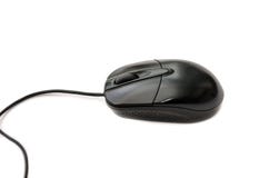 Zwarte die computermuis op witte achtergrond wordt geïsoleerd royalty-vrije stock foto's Zwarte die computermuis op witte achtergrond wordt geïsoleerd royalty-vrije stock foto's