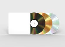 Zwarte, Goud en Platina Vinylverslagen en Witboekgeval vector illustratie Zwarte, Goud en Platina Vinylverslagen en Witboekgeval vector illustratie
