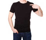 Zwarte t-shirt op een jonge mensenmalplaatje Stock Fotografie Zwarte t-shirt op een jonge mensenmalplaatje Stock Fotografie