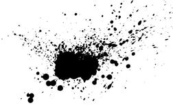Zwarte verf, inktplons, de druppeltjes van de borstelsinkt, vlekken De zwarte die inkt ploetert grunge achtergrond, op wit wordt vector illustratie Zwarte verf, inktplons, de druppeltjes van de borstelsinkt, vlekken De zwarte die inkt ploetert grunge achtergrond, op wit wordt vector illustratie