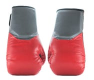 Zwei Boxhandschuhe lokalisiert auf weißer Hintergrund-Front stockbilder Zwei Boxhandschuhe lokalisiert auf weißer Hintergrund-Front stockbilder