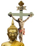 Zwei Religionen - Buddha und Jesus Christ lizenzfreies stockfoto Zwei Religionen - Buddha und Jesus Christ lizenzfreies stockfoto