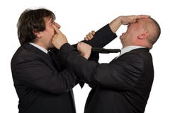 Zwei verärgerte Geschäftskollegen während eines Arguments, lokalisiert auf weißem Hintergrund Lizenzfreie Stockfotografie Zwei verärgerte Geschäftskollegen während eines Arguments, lokalisiert auf weißem Hintergrund Lizenzfreie Stockfotografie