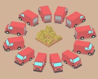 Zwölf identische Autos werden um die Kästen geparkt vektor abbildung Zwölf identische Autos werden um die Kästen geparkt vektor abbildung