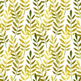 Złoci i zieleni ręcznie malowany liście na białym tle, bezszwowy wzór ilustracji Złoci i zieleni ręcznie malowany liście na białym tle, bezszwowy wzór ilustracji