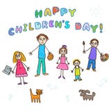 ¡El día de los niños felices! Dibujo de los niños ilustración del vector ¡El día de los niños felices! Dibujo de los niños ilustración del vector