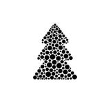 Árbol de navidad de los puntos negros de diversos tamaños en el fondo blanco libre illustration Árbol de navidad de los puntos negros de diversos tamaños en el fondo blanco libre illustration
