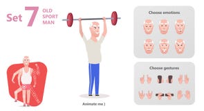 Äldre man att utföra övningar till att lyfta för skivstång stock illustrationer Äldre man att utföra övningar till att lyfta för skivstång stock illustrationer