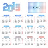 2019 årliga kalender i en minimalist geometrisk stil stock illustrationer 2019 årliga kalender i en minimalist geometrisk stil stock illustrationer