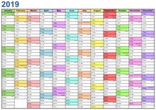 Årsstadsplanerare USA 2019 i olika färger Royaltyfria Foton Årsstadsplanerare USA 2019 i olika färger Royaltyfria Foton