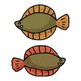 Ślicznej flądry kreskówki motywu wektorowy ilustracyjny set ilustracji Ślicznej flądry kreskówki motywu wektorowy ilustracyjny set ilustracji