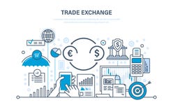 Échange commercial, commerce, protection, croissance des finances, indicateurs économiques, transaction illustration stock Échange commercial, commerce, protection, croissance des finances, indicateurs économiques, transaction illustration stock