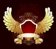 Écran protecteur rouge avec les ailes d'or illustration de vecteur Écran protecteur rouge avec les ailes d'or illustration de vecteur