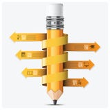 Éducation et étude avec l'étape en spirale Infographic de crayon de flèche illustration stock Éducation et étude avec l'étape en spirale Infographic de crayon de flèche illustration stock