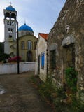 Église sur le village d'Exoghi, île d'Ithaca, Grèce photo stock Église sur le village d'Exoghi, île d'Ithaca, Grèce photo stock
