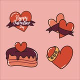 Éléments heureux de Saint-Valentin pour votre conception Vecteur illustration libre de droits Éléments heureux de Saint-Valentin pour votre conception Vecteur illustration libre de droits