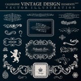 Éléments héraldiques calligraphiques de décor Cadres de vintage de vecteur illustration libre de droits Éléments héraldiques calligraphiques de décor Cadres de vintage de vecteur illustration libre de droits