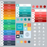 Éléments plats de web design, boutons, icônes Calibres pour le site Web illustration stock Éléments plats de web design, boutons, icônes Calibres pour le site Web illustration stock