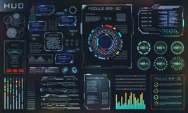 Éléments réglés de HUD et d'UI, interface utilisateurs de Sci fi, technologie et conception futuristes de la Science illustration de vecteur Éléments réglés de HUD et d'UI, interface utilisateurs de Sci fi, technologie et conception futuristes de la Science illustration de vecteur