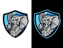 éléphant montrant à son bras la mascotte moderne d'emblème pour le logo d'esport et l'illustration de T-shirt illustration stock éléphant montrant à son bras la mascotte moderne d'emblème pour le logo d'esport et l'illustration de T-shirt illustration stock