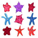 Étoiles de mer colorées réglées, animal invertébré sous-marin illustration de vecteur Étoiles de mer colorées réglées, animal invertébré sous-marin illustration de vecteur