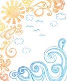 Été Sun et griffonnages peu précis de cahier d'ondes illustration de vecteur Été Sun et griffonnages peu précis de cahier d'ondes illustration de vecteur