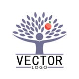 Ícone com fruto da maçã - vetor da árvore dos povos do conceito do eco Foto de Stock Royalty Free Ícone com fruto da maçã - vetor da árvore dos povos do conceito do eco Foto de Stock Royalty Free