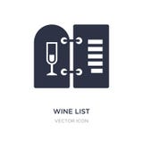 ícone da carta de vinhos no fundo branco Ilustração simples do elemento do conceito das bebidas ilustração stock ícone da carta de vinhos no fundo branco Ilustração simples do elemento do conceito das bebidas ilustração stock